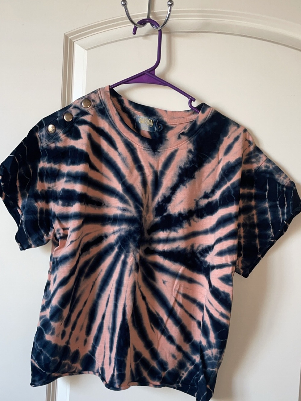 Nation LTD Tie-Dye Tee in Pink & Navy
